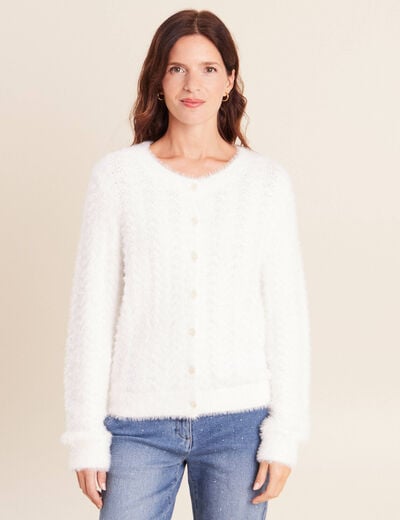 Cardigan col rond ecru femme