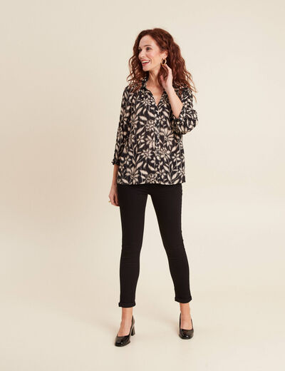 Chemise manches 3/4 noir femme