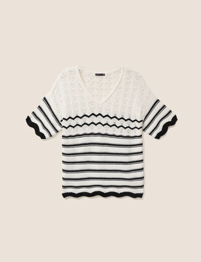Pull col v noir femme