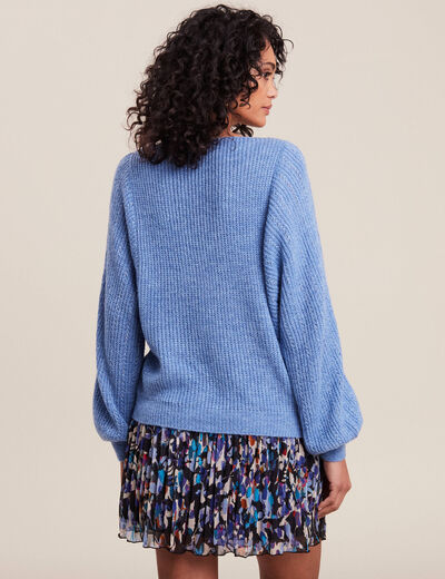 Pull manches longues bleu femme
