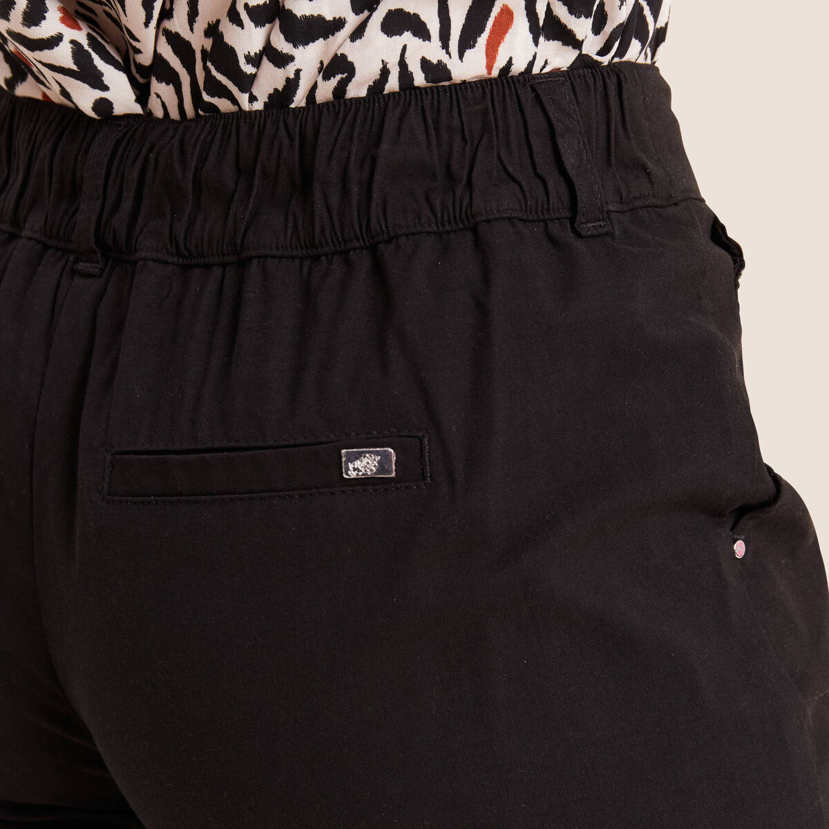 Pantalon large 7/8ème noir femme