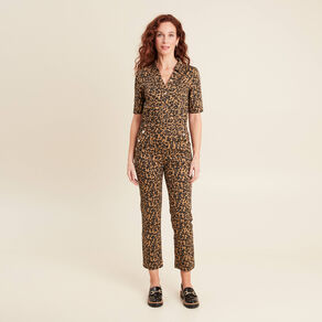 Combinaison pantalon à pont marron femme