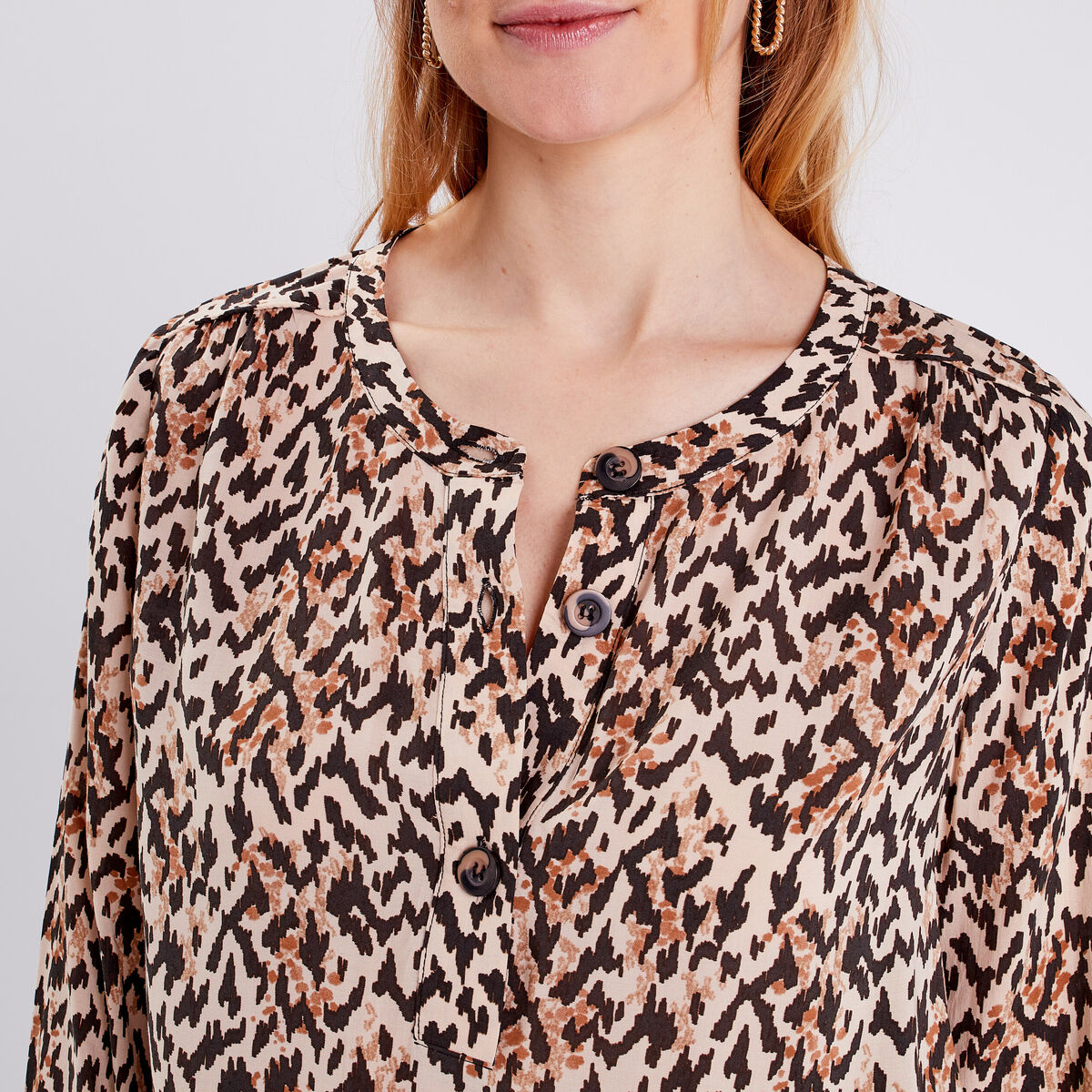 Blouse manches longues beige femme