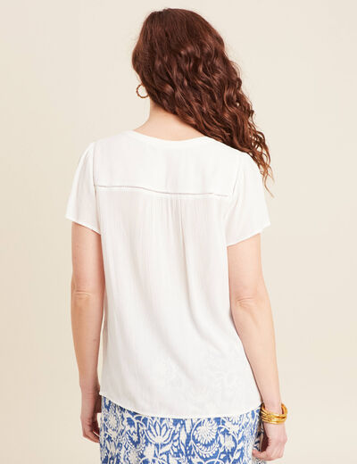 Blouse manches courtes ecru femme