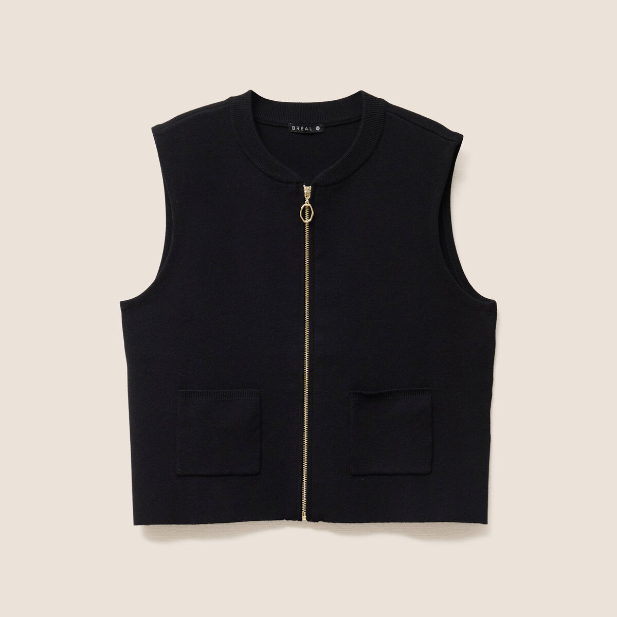Gilet droit court sans manches noir femme