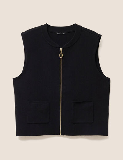 Gilet droit court sans manches noir femme