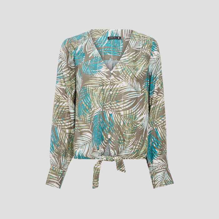 Chemise manches longues vert kaki femme