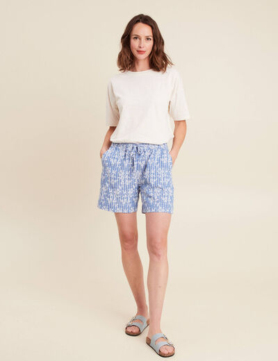 Short large taille haute bleu clair femme