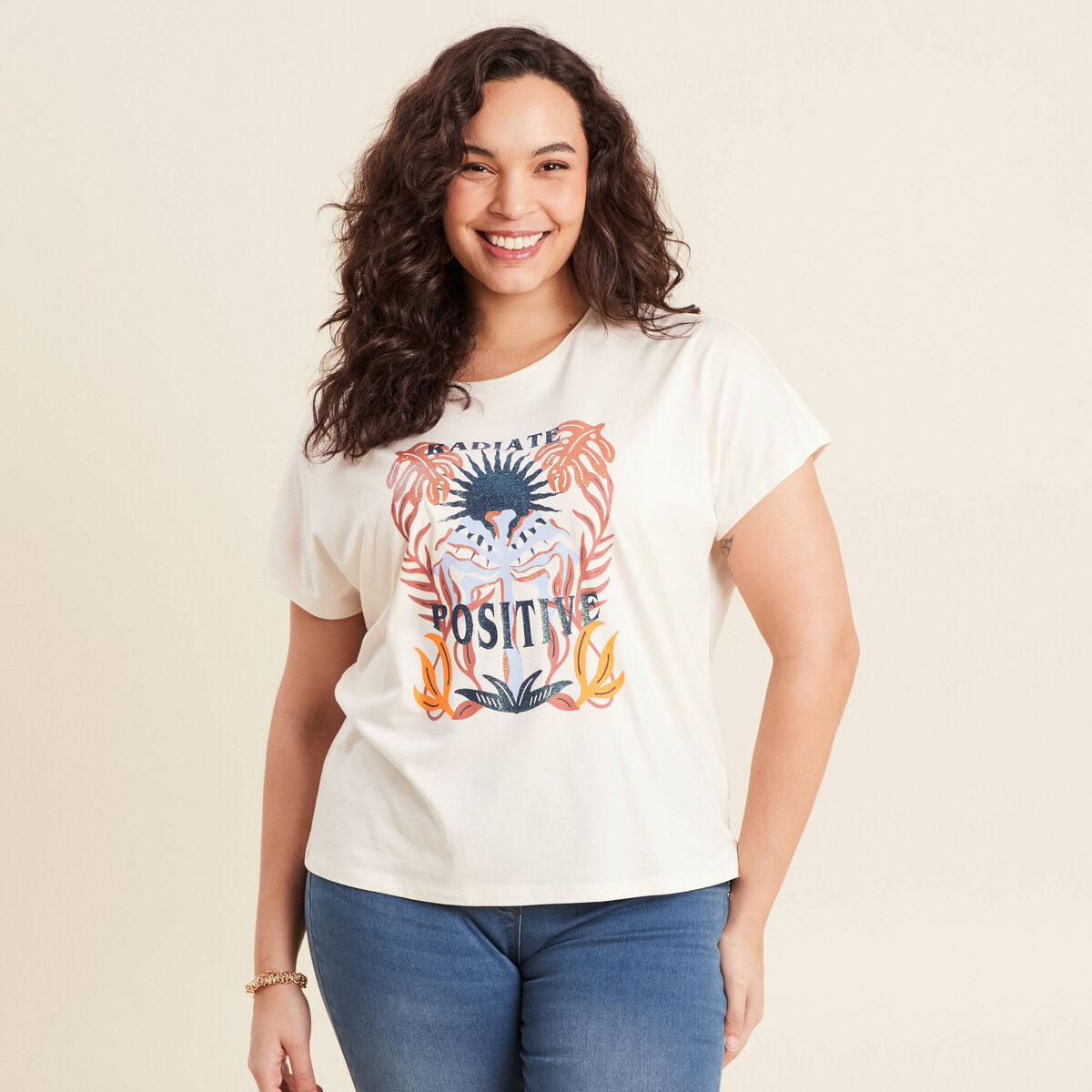 T-shirt manches courtes ecru femme