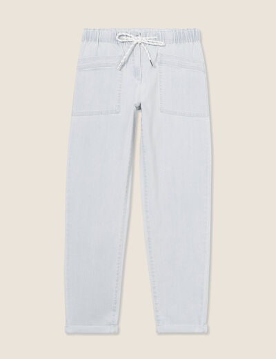 Jean coupe mom 7/8&egrave;me denim bleach femme