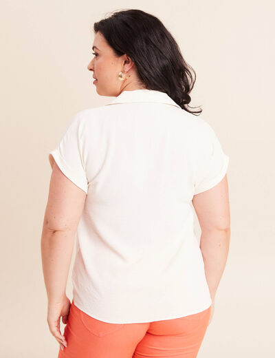 Blouse manches courtes ecru femme