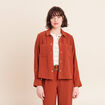 Veste fluide manches longues doubl&eacute;e marron fonc&eacute; femme