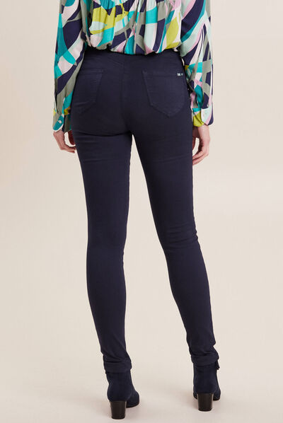 Pantalon léger taille haute long bleu marine femme