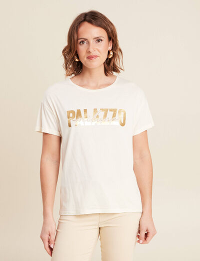 T-shirt manches courtes ecru femme