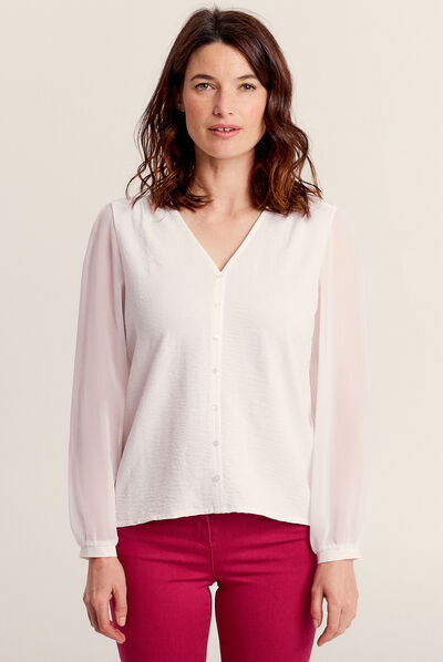 T-shirt manches longues blanc femme