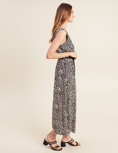 Robe midi évasée ceinturée rose pastel femme