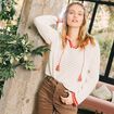 Pull manches longues ajouré ecru femme
