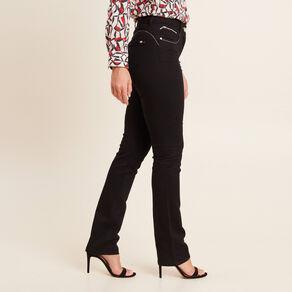 Pantalon droit taille haute noir femme