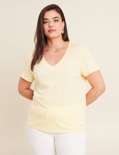 T-shirt manches courtes jaune clair femme