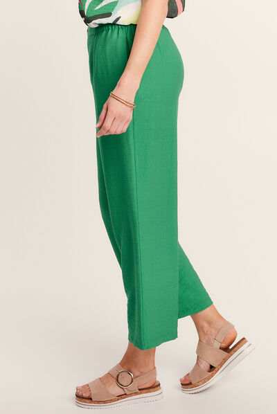 Pantalon large fluide vert menthe femme