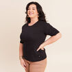 T-shirt ajust&eacute; col rond manches coudes noir femme