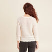 Pull manches 3/4 ajouré ecru femme