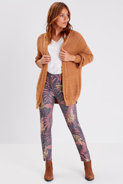 Gilet manches longues camel femme