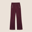 Pantalon coupe bootcut &agrave; pont prune femme