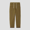 Pantalon coupe droite à coulisse vert olive femme