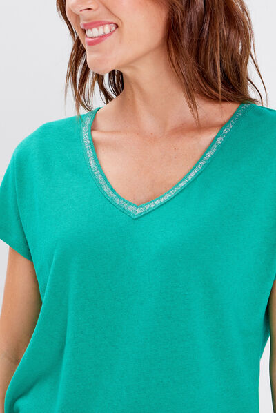 T-shirt manches courtes vert femme
