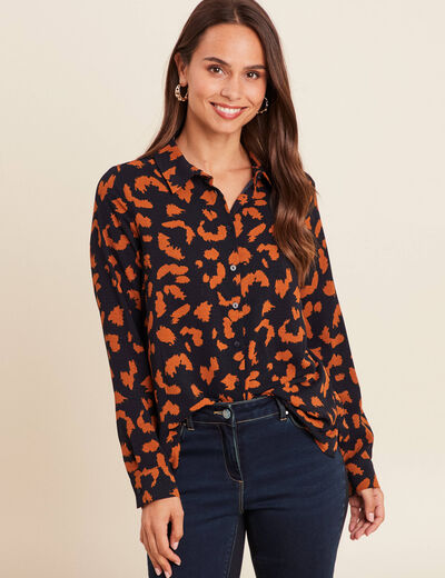 Chemise manches longues marron cognac femme