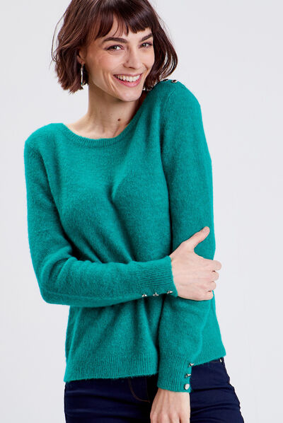 Pull manches longues vert menthe femme