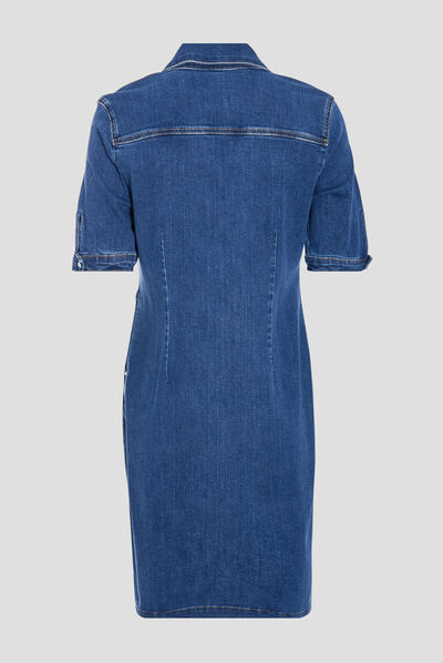 Robe droite en jean denim stone femme