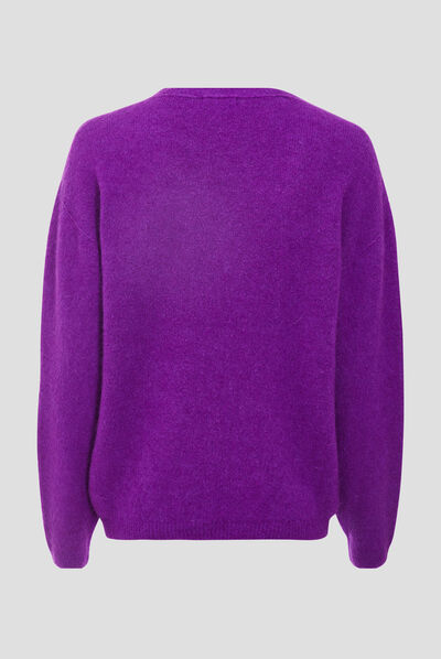 Pull manches longues violet foncé femme