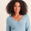 Pull col v bleu p&eacute;trole femme
