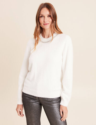 Pull manches longues ecru femme