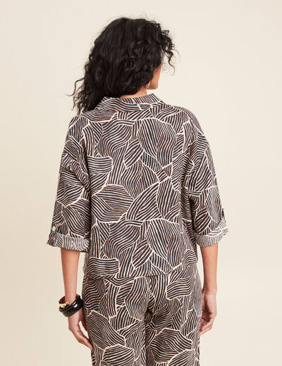 Chemise manches 3/4 nouée noir femme