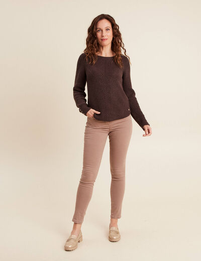 Pull manches longues marron femme