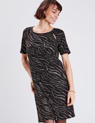 Robe droite manches courtes noir femme