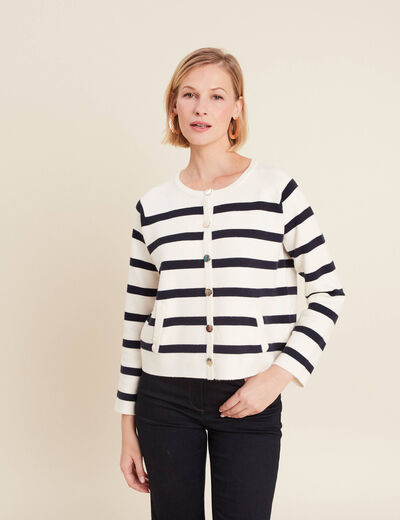 Gilet manches longues bleu femme