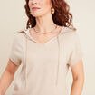 Pull sans manches à capuche couleur or femme