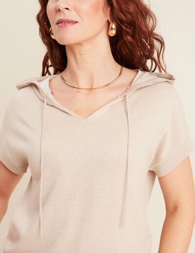 Pull sans manches à capuche couleur or femme