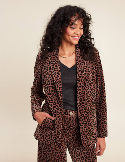 Veste tailleur velours marron femme