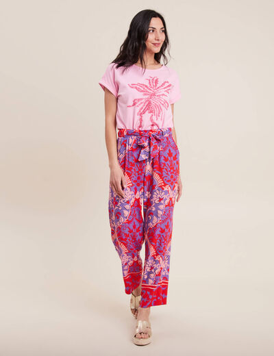 Pantalon flou rouge femme