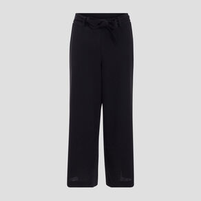 Pantalon large ceinturé noir femme