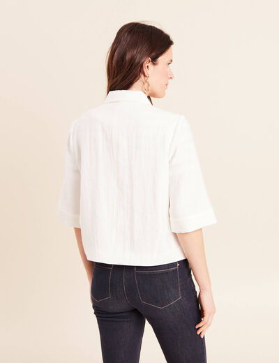 Veste droite courte manches 3/4 ecru femme