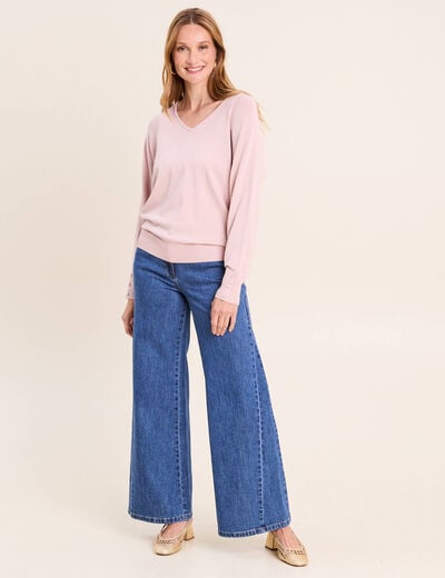 Pull manches longues rose clair femme