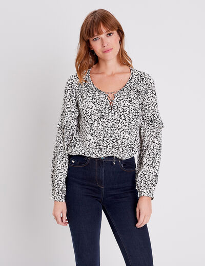Blouse manches longues ecru femme