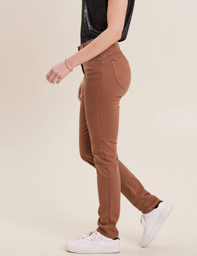 Jean magique ajusté taille standard marron femme