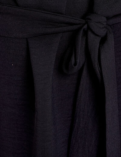 Robe droite ceinturée noir femme